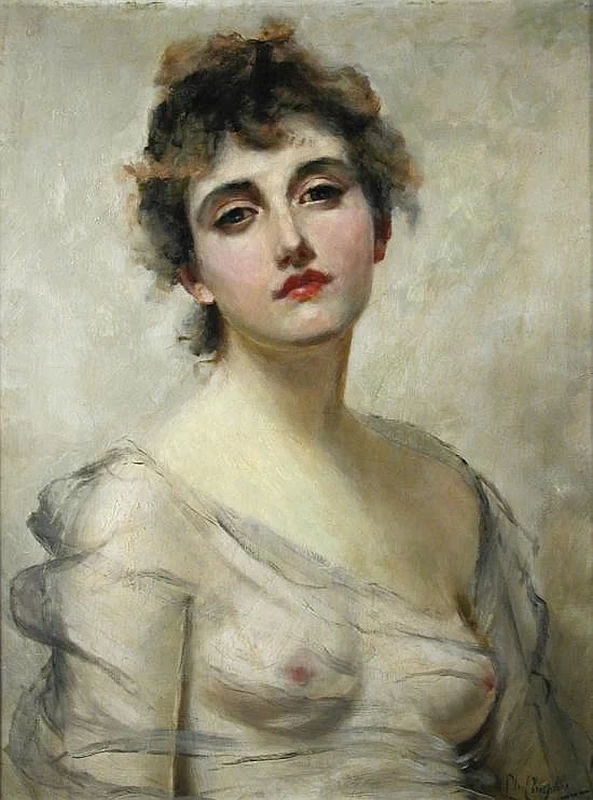 Charles Joshua Chaplin - Ritratto di una signora in un vestito grigio